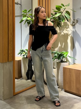 「アイテム（トートバッグ）」を使った、Miyuさん（レディース・150cm）の夏コーディネート