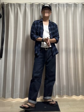 「SUGAR CANE（シュガーケーン）のアイテム」を使った、藤田さん（メンズ・171cm）の夏コーディネート