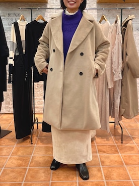 「PUAL CE CIN（ピュアルセシン）のアイテム（チェスターコート）」を使った、samiiさん（レディース・163cm）の冬コーディネート