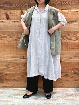 「秋先取りコーデ」｜「アイテム（チノパンツ）」を使った、samiiさん（レディース・163cm）の夏コーディネート