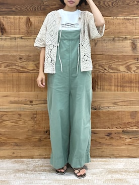 「PUAL CE CIN（ピュアルセシン）のアイテム（サロペット/オーバーオール）」を使った、samiiさん（レディース・163cm）の夏コーディネート