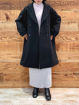 「PUAL CE CIN（ピュアルセシン）のアイテム（チェスターコート）」を使った、samiiさん（レディース・163cm）の冬コーディネート