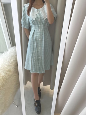 「レースカラー」｜renaさん（レディース・158cm）の夏コーディネート