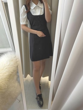「スリット」｜「アイテム（ジャンパースカート）」を使った、renaさん（レディース・158cm）の夏コーディネート