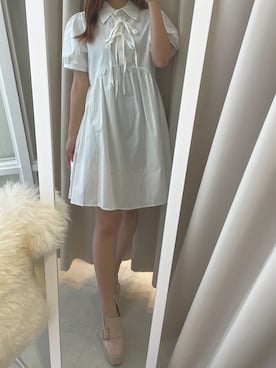「オフホワイト」｜「アイテム（ローファー）」を使った、renaさん（レディース・158cm）の夏コーディネート