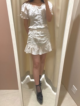 「オフホワイト」｜「アイテム（ローファー）」を使った、renaさん（レディース・158cm）の夏コーディネート