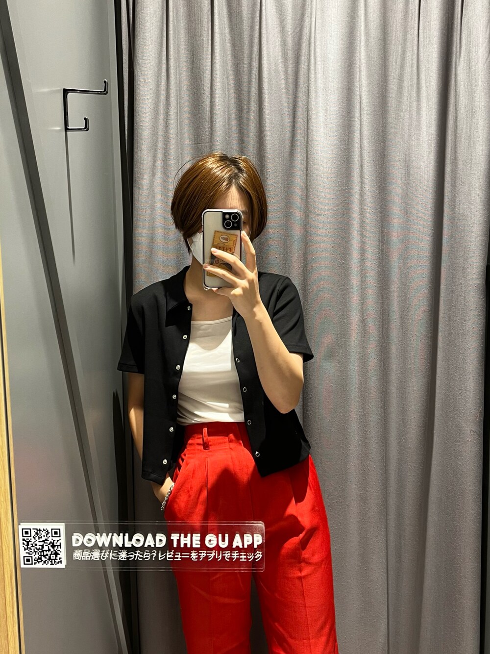 「GUのアイテム（パンツ、レッド系）」を使った、haru さん（レディース・155cm）の夏コーディネートの1枚目の写真