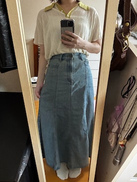 「Kastane（カスタネ）のアイテム（Tシャツ/カットソー、ホワイト系）」を使った、はむさん（レディース・151cm）の夏コーディネート