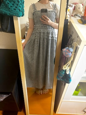 「UNIQLO（ユニクロ）のアイテム（ワンピース/ドレス、ブラック系）」を使った、はむさん（レディース・151cm）の夏コーディネート