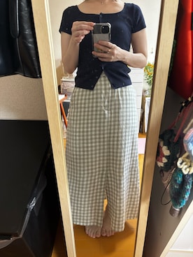 「UNIQLO（ユニクロ）のアイテム（トップス、ブルー系）」を使った、はむさん（レディース・151cm）の夏コーディネート