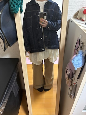 「アイテム（デニムジャケット）」を使った、はむさん（レディース・151cm）の秋コーディネート