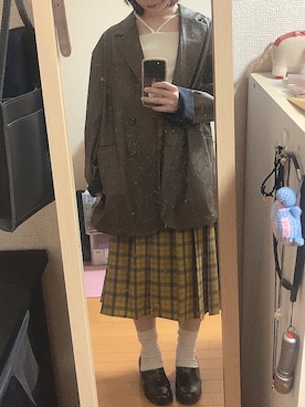 「アイテム（スリッポン）」を使った、はむさん（レディース・151cm）の秋コーディネート