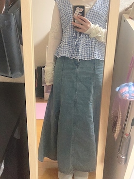 「アイテム（デニムスカート）」を使った、はむさん（レディース・151cm）の秋コーディネート