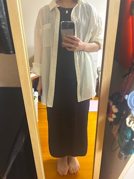 「UNIQLO（ユニクロ）のアイテム（ワンピース/ドレス、ブラウン系）」を使った、はむさん（レディース・151cm）の夏コーディネート
