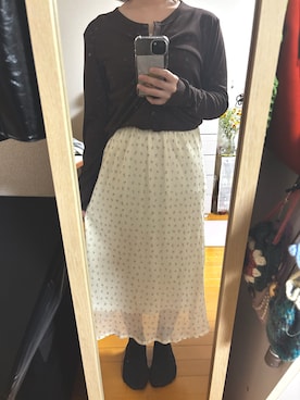 「UNIQLO（ユニクロ）のアイテム（カーディガン/ボレロ、ブラウン系）」を使った、はむさん（レディース・151cm）の夏コーディネート