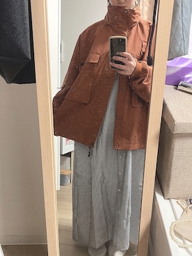 「アイテム（マウンテンパーカー）」を使った、はむさん（レディース・151cm）の秋コーディネート