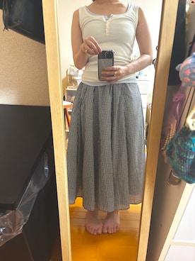 「UNIQLO（ユニクロ）のアイテム（タンクトップ、ホワイト系）」を使った、はむさん（レディース・151cm）の夏コーディネート