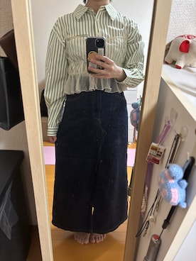 「アイテム（デニムスカート）」を使った、はむさん（レディース・151cm）の秋コーディネート