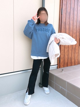 「Honeys（ハニーズ）のアイテム（スウェット）」を使った、michaさん（レディース・152cm）の冬コーディネート