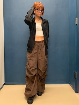 「アイテム（ジャージ）」を使った、At さん（レディース・157cm）の夏コーディネート