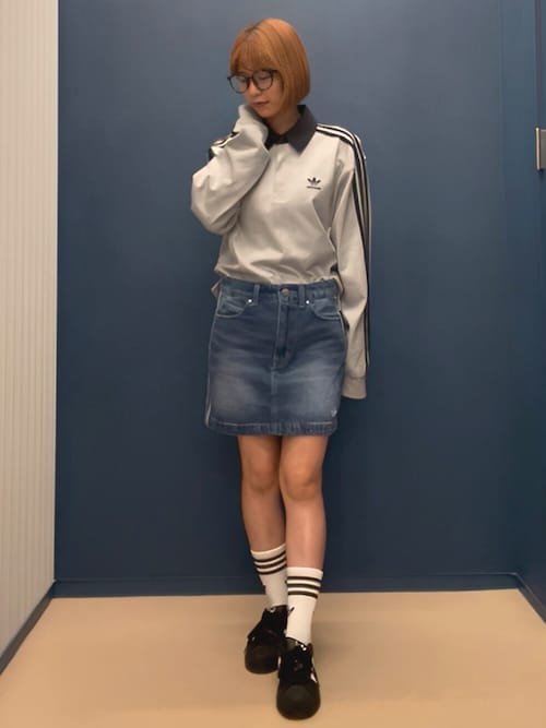 アディダス デニムスカート アディカラー スリーストライプス デニム ミニスカート
