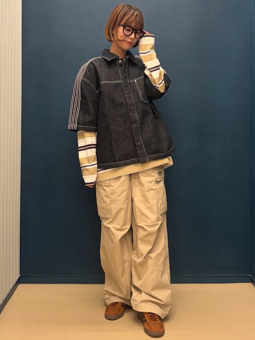 90sオルタナティブスポーツ長袖ストライプ ワッフル ティー / ロンT