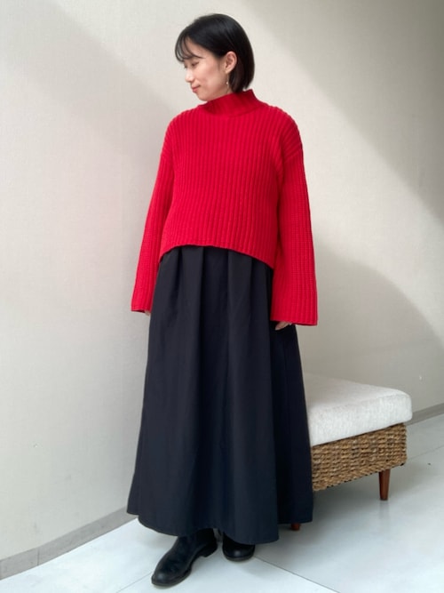 小さいサイズ ハイネックショート丈ニット 低身長さん・小柄女性