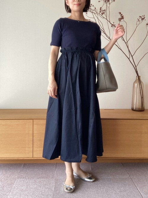 セール】小さいサイズ 半袖ドッキングフレアワンピース 低身長