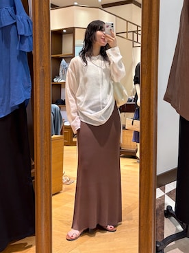 「RIVE DROITE（リヴドロワ）の【コーデのポイントに】レザーボディバッグ（ハンドバッグ）」を使った、ayumon0730さん（レディース・162cm）の夏コーディネート