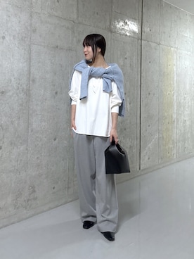 「RIVE DROITE（リヴドロワ）の【真冬まで暖か】両面起毛イージーストレートパンツ（その他パンツ）」を使った、ayumon0730さん（レディース・162cm）の秋コーディネート