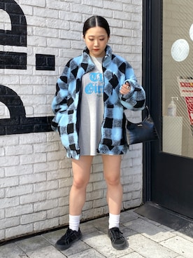 「x-girl_ootd」｜「アイテム（ジャケット/アウター）」を使った、YO-NEさん（レディース・155cm）の秋コーディネート