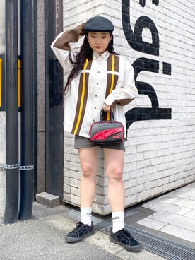 「春カラー」｜「アイテム（ハンチング/ベレー帽）」を使った、YO-NEさん（レディース・155cm）の春コーディネート
