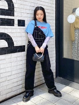 「はじめましてコーデ」｜「アイテム（オールインワン・サロペット）」を使った、YO-NEさん（レディース・155cm）の春コーディネート