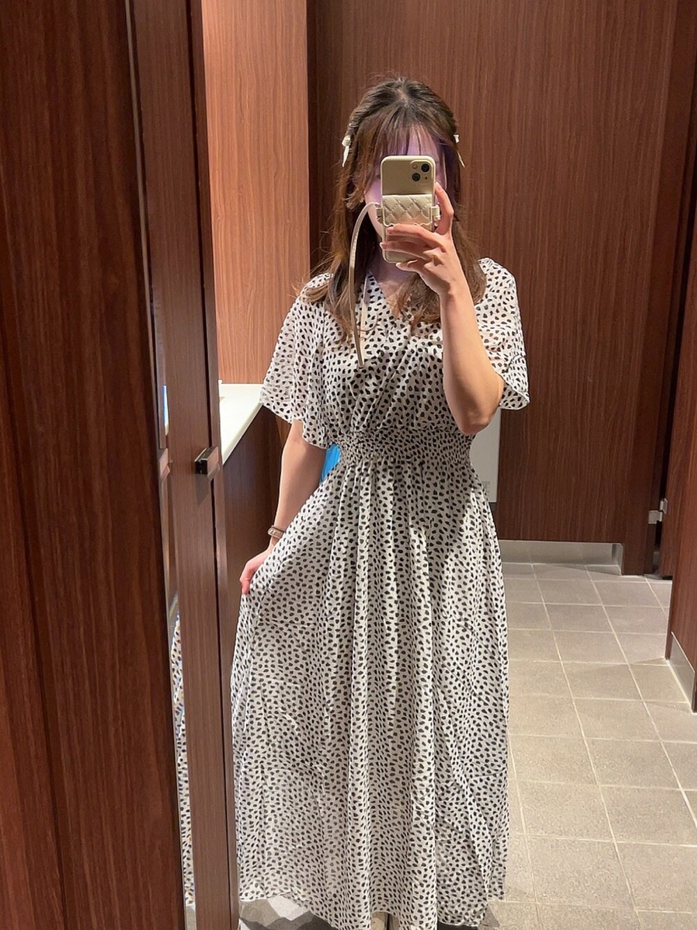 GRL（グレイル）の「フレアスリーブダルメシアン柄カシュクール