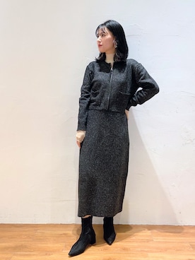 「ラメニット」｜「アイテム（ワンピース/ドレス）」を使った、akaneさん（レディース・164cm）の冬コーディネート