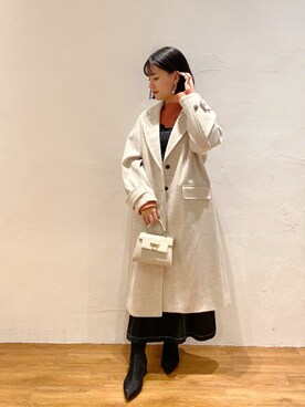 「FREE'S MART（フリーズマート）のアイテム（チェスターコート）」を使った、akaneさん（レディース・164cm）の冬コーディネート