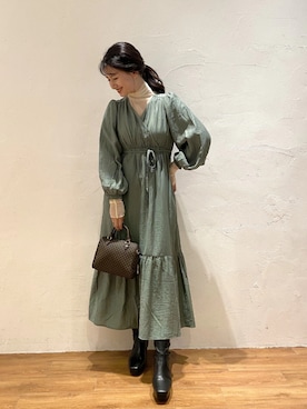 「カシュクールワンピース」｜akaneさん（レディース・164cm）の秋コーディネート