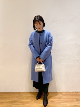 「FREE'S MART（フリーズマート）のアイテム（ノーカラーコート）」を使った、akaneさん（レディース・164cm）の冬コーディネート