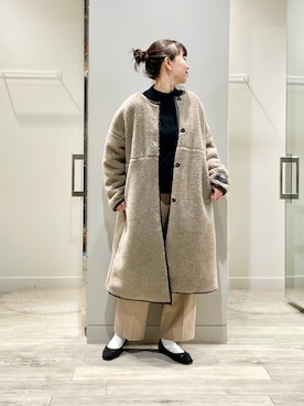 「防寒」｜「アイテム（ムートンコート）」を使った、namikiayaさん（レディース・161cm）の冬コーディネート