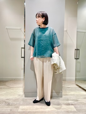 「夏パンツ」｜「アイテム（ジャケット/アウター）」を使った、namikiayaさん（レディース・161cm）の春コーディネート