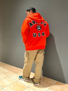 「AVIREX（アヴィレックス）のアイテム（キャップ）」を使った、kikuさん（メンズ・160cm）の秋コーディネート