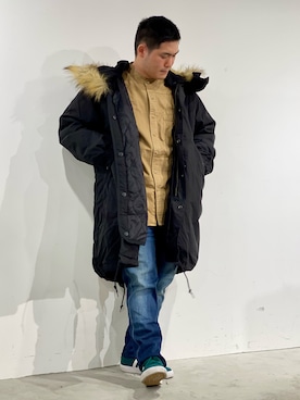 「AVIREX（アヴィレックス）のアイテム（モッズコート）」を使った、kikuさん（メンズ・160cm）の秋コーディネート