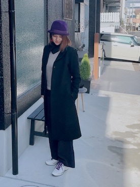 「アイテム（ハット、パープル系）」を使った、★みくる★さん（レディース・156cm）の冬コーディネート