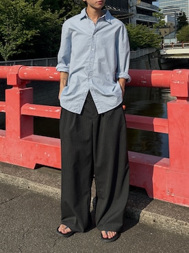 「アイテム（スラックス）」を使った、hikaruさん（メンズ・173cm・20代）の夏コーディネート