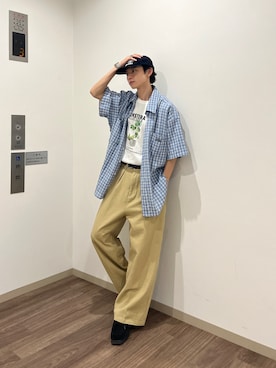 「Adoon plain（アドーンプレーン）のアイテム（Tシャツ/カットソー）」を使った、hikaruさん（メンズ・173cm）の春コーディネート