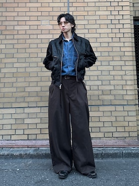 「G.H.BASS（ジーエイチバス）のG.H.BASS/BA11711D BLACK RUBBER SOLE（ローファー、ブラック系）」を使った、hikaruさん（メンズ・173cm）の春コーディネート