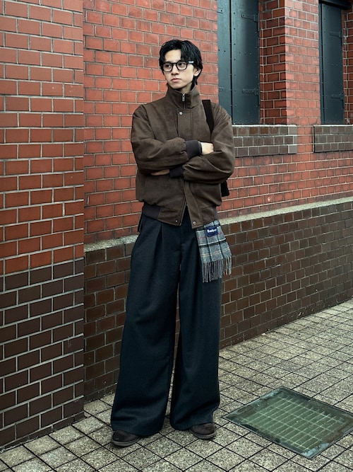セール】Wool-Like Box-Pleated Wide Slacks / ウールライクボックス