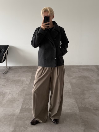 「Adoon plain(アドーンプレーン)のHigh Density Gabardine 2-Tuck Wide Slacks / 高密度ギャバジン2タックワイドスラックス(スラックス)」を使った、hikaruさん(メンズ・173cm)の秋コーディネート