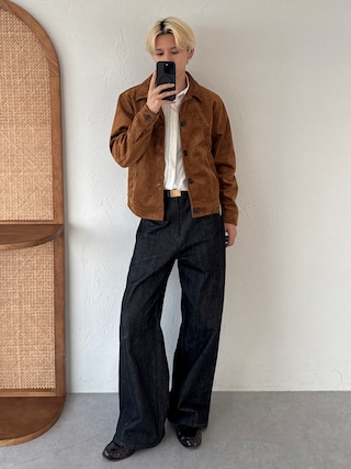 「Adoon plain(アドーンプレーン)のFaux Suede Compact Jacket / フェイクスエードコンパクトジャケット(ブルゾン)」を使った、hikaruさん(メンズ・173cm)の秋コーディネート
