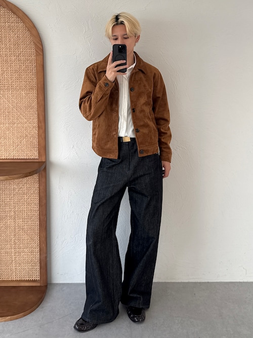 「Adoon plain(アドーンプレーン)のFaux Suede Compact Jacket / フェイクスエードコンパクトジャケット(ブルゾン)」を使った、hikaruさん(メンズ・173cm)の秋コーディネート